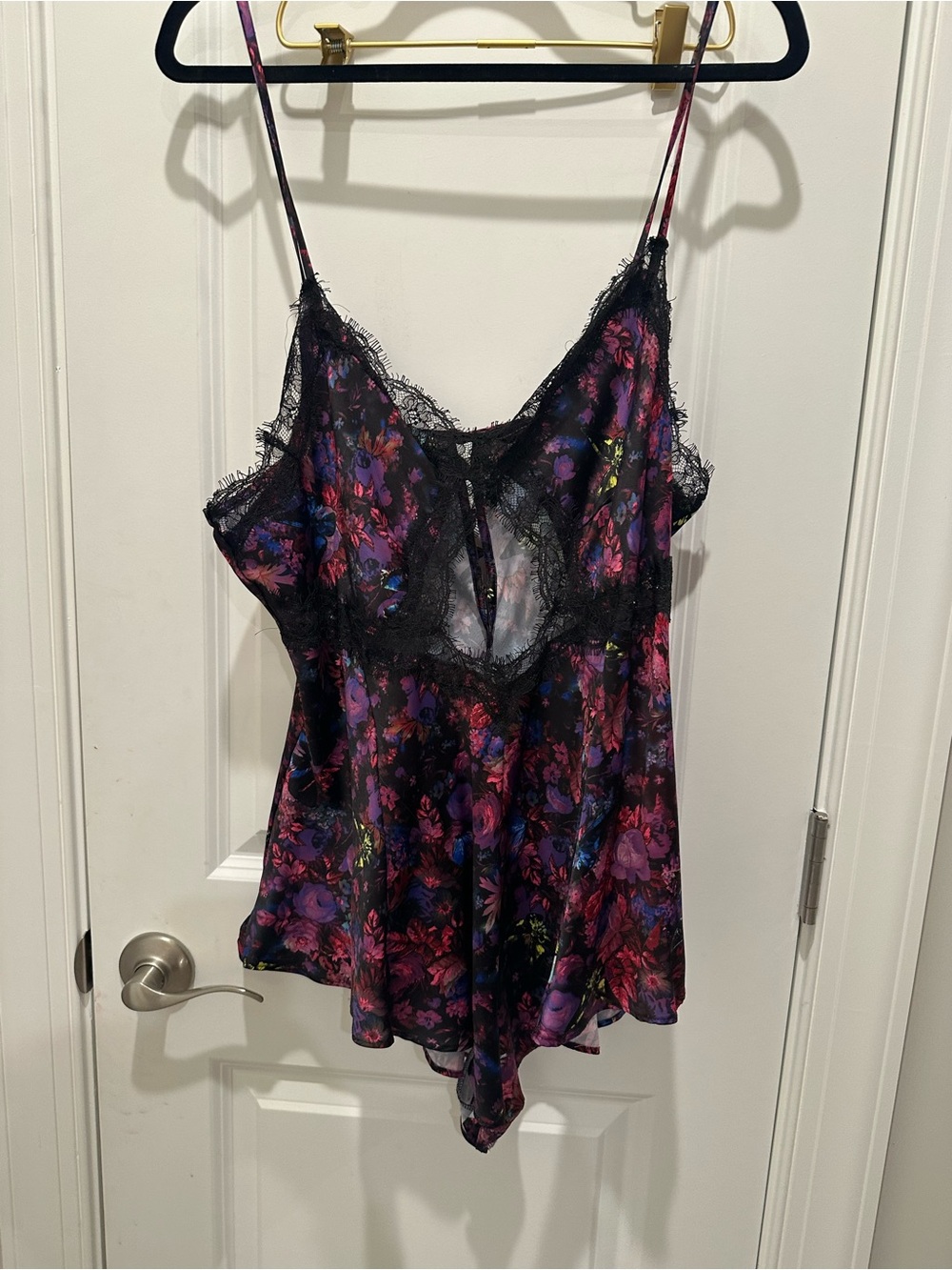 Victoria's Secret Black Floral Lace Satin Cami
